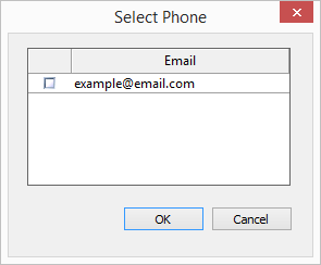 Email selection dialog.