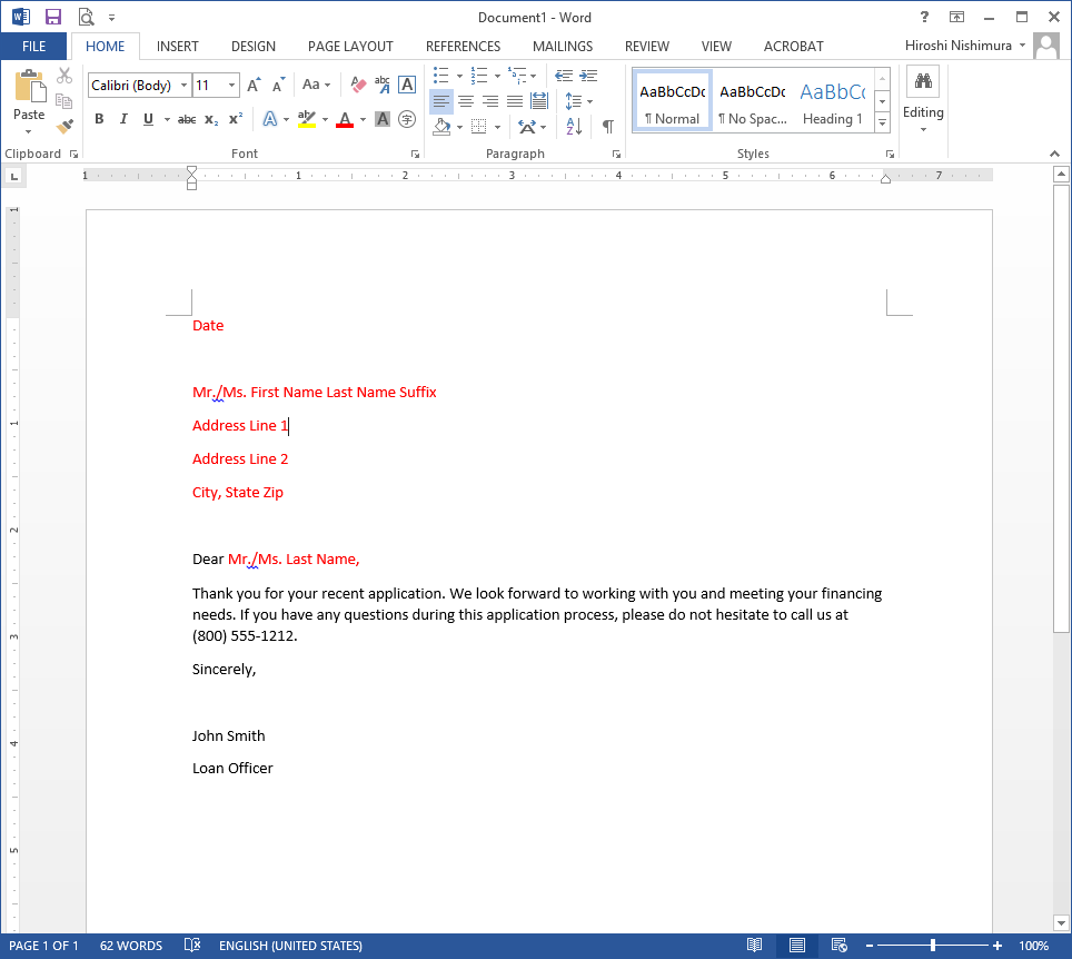 Creating the Word Document
